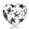 Pietre preziose sciolte originale brillante cuore d'amore fiocco di stelle con ciondoli in perline d'oro adatto al braccialetto europeo in argento sterling 925