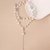 Strängar Shixin Simulated Pearl Choker Hollow Crystal Heart Halsband för kvinnor Långa tofs Halsband på halsen 2020 Bröllopssmycken Mode 230613