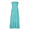 Casual Dresses Summer Womens Bohemian Dreses Strapless Off Shoulder Lace Trim Backless Flowy A Line Beach Long Maxi Dress