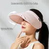 Brede rand hoeden zonnehoed geschikt voor dames ademende effen kleur grote rand lege hoge hoed sportriem outdoor reizen strand hoed 230704