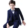 Ternos Flor Meninos Formal Casamento Terno Crianças Festa de Formatura Smoking Blazer Dia das Crianças Pinao Performance Traje uniforme escolar 2-14THKD230704