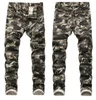 Kamouflagetryck för män Jeans Raka jeansbyxor Slimma män Stretch Camo jeansbyxor X0621