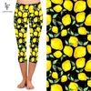 Capris Summer New 3d Lemon Stampa digitale Capri Leggings Vita alta Elastico alto a metà polpaccio Leggings neri Vendita calda