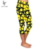 Capris sommar ny 3d citron digital tryckt capri leggings hög midja hög elastisk midkalf kvinnor svarta leggings heta försäljning