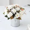 Fleurs décoratives de haute qualité 6 tête hortensia blanc soie Bouquet mariage maison Vase chambre décoration 1 faisceau faux artificiel