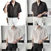 Men'S Casual Shirts Mens Man Sexy Mesh Hollow Shirt Men See Through Short Sleeve Club Dj Dance Stage Guitar Show Costumes Punk Loose Dhfop