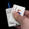 creatieve poker vorm winddicht blauwe vlam aansteker metalen koele rechte gas sigaretten roken set kleine speelgoed groothandel h2rw geen