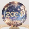 Gadgets Happy New Year Round Backdrop Photography 2024 Carnival Firewarks Party Decor Photographic Circle Background Photo Studio Props