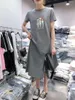 Casual Jurken Vrouwen Cartoon Gedrukt Zwart Midi Jurk Losse Zomer Lange T-shirt Kleding Vrouwelijke Harajuku Vestidos 2023