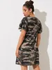 Casual Jurken Heliar Dames Camouflage Gedrukt T-shirt Mini-jurk Vrouwelijke Chique O-hals Korte mouw Slank 2023 Zomer