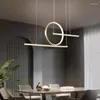 Chandeliers Nordic Bar LED Chandelier Painted Black Metal Dining Room Coffee Shop Hanglamp Remote Control Cord Pendant Adjustable 220V