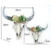 Films Resin Succulents Cow Skull Wall Pendant Flower Rose White Ox Head Resin Pendant European American Home Garden Decorations