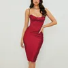 Letnia szykowna damska sukienka Spaghetti z paskiem Drape Ruched satynowy gorset House Of Cb Vestido sukienek