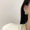 Stud Earrings 2023 Personality Simple Rhinestones Geometric Shea Green Korean Fashion Girl Women's Jewelry Accessories
