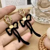 Dangle Earrings MENGJIQIAO Korean Fashion Black Velvet Bowknot Long Drop For Women Girls Trendy Metal Circle Pendientes Jewelry Gifts