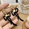 Baumelnde Ohrringe MENGJIQIAO Koreanische Mode Schwarz Samt Schleife Lange Tropfen Für Frauen Mädchen Trendy Metall Kreis Pendientes Schmuck Geschenke