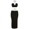 Tvådelad klänning 007 Kjol Set s Outfits Design Silver Rope Halter Top Midi 230705