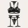 femme Fleur Dentelle Underwire Jarretière et String Sexy Soutien-Gorge Ultra-mince Sous-Vêtements Ensemble Transparent Soutien-Gorge Ensemble Broderie Lingerie Brassière 202699