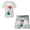 Survêtements pour hommes 2023 3D Abstract Graffiti Series T-shirt à manches courtes Costumes Homme / Femme Top Shorts 2pcs Ensembles Costume de sport Vêtements décontractés