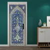 Gardiner PVC Självhäftande avtagbar muslimsk arabisk dörrklistermärke Allahu Islamiska tapeter vardagsrum Dörrdekor 3D Decal Wall Stickers