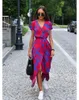 2023 Womens Dresses Casual Vacation Polka Dot Print Tie Waist V-Neck Mid Length Short Sleeve Dress