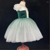 Stage Wear High Quality Giselle Ballet Dress Lady Short Sleeves Women Bubble Costumes Green Puffy Gauze Skirt