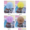 Porte-clés Longes 15 Couleurs 8Cm Moelleux Faux Boule De Fourrure De Lapin Femmes Filles Voiture Sac D'école Porte-clés Mignon Pompon Chaîne Bijoux Accesso Dh2Wy