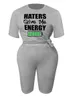 Women's Plus Size Pants LW Hatred Sends Me Energy Letter Printing Shorts Set 2PC Clothing Casual Daily TopPants Matching 230705