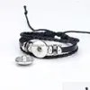 Bracelets porte-bonheur 12 signe du zodiaque lueur dans le noir pour femmes hommes 18mm gingembre bouton pression Constellation cuir corde bracelet mode goutte Dh9Gu