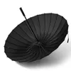 Parapluies 24K Parapluie Femme Mâle Voiture Coupe-Vent Poignée En Cuir Droite Ensoleillée Parapluie Pluie Pour Hommes Femmes avec Sac