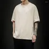 Men's Suits H081 Casual Loose Cotton Short Sleeve T-Shirt Mens Top Tee Shirt Men