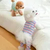 Dog Apparel Spring Summer Pet Jumpsuit Colorful Striped Clothes Cats Puppies Bichon Poodles Comfortable Soft Home Wear