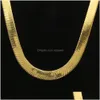 Цепи 8 10 мм Золотая змея колье колье людей сплющено плавное 30 дюймов для женщин хип -хоп драгоценности по капель