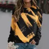 Ropa de gimnasia Dama Camisetas de manga larga Mujer Casual Tie Dye Color degradado Impresión a juego Chaqueta de sudor pesado con capucha Moda Otoño