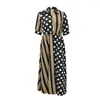 Party Dresses Black Long For Women Striped Office Half Sleeves Maxi Dress Summer 2023 Fashion High Split Vestidos Elegantes Para Mujer