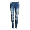 Nouveau Bleu Jeans Pancil Pantalon Femmes Taille Haute Mince Trou Déchiré Denim Jeans Casual Stretch Pantalon Jeans Pantalon pour Women243m