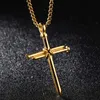 Fashion Classic Metal Cross Pendant Chain Crucifix Necklace Men Jewelry Silver Black Chain Length 24" Black Silver Gold