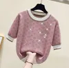 Frauen Gestrickte Top Pullover Mantel Hot Drill Rundhals T-shirt Designer Koreanische Mode Billig Großhandel Neue