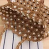 Evening Bags British Style Handmade Paper Rope Pearl Woven Bag Leisure Square Solid Color Beach Straw Vacation