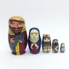 Poupées 5 pièces cheval câlin russe Matryoshka poupée gigogne filles tilleul peint à la main décor cadeau jouets 230704