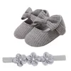 Athletic Shoes Baby Baptism And Headband Set Cotton Bowknot Mary Jane Flats Flower Headwrap For Infant Girls