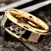 2023 Cool Gold Color Men Dragon Pattern Crystal Animal Ring Punk Man Jewelry 파티 웨딩 액세서리 L230620