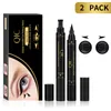 Eye Shadow/Liner Combination QIC Double-ended Stamp Eyeliner Waterproof Quick-drying Left And Right Wing Seal Eyeliner 2pcs 230705