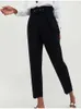 女性のパンツカプリパンツ女性のパンツハイウエストベルト付きクラシックポケットオフィスレディ足首丈ズボン女性 2022 春のファッションピンクハーレムパンツ J230705
