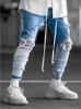 Men Hip Hop Ripped Jeans New Gradient Denim Pants Slim Fit Vintage Cowboys Trousers Male D30 201111