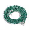 Gzw Hip Hop 4 mm groene zirkoon tennis ketting ketting eenvoudige gepersonaliseerde bling Bline Cz zirconia edelsteen kettingen Choker armband voor mannen en vrouwen Iced Out Bijoux