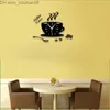 壁時計クリエイティブ 3D アクリルティーポット壁時計コーヒーカップスプーン装飾キッチン時計ダイニングルーム寝室の家の装飾自己 Adhesive1 Z230707