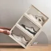 Fold Shoe Cabinet High Light Transmission Transparent Slippers Sneakers Storage Shoes Box Thickened Dustproof Shoe Organizer Box L230705