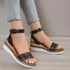 Sandales pour femmes 2023 été cheville Wrap plate-forme grande taille compensées gladiateur femme Rome Zapatillas Mujer