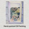 Paesaggio astratto su tela Finestra aperta a Saint-jeannet Pittura a olio Opera d'arte impressionista fatta a mano